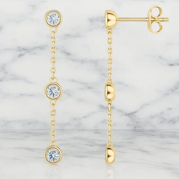 "Sloane" Lab Diamond 14K Drop Earrings - Picture 1 of 4